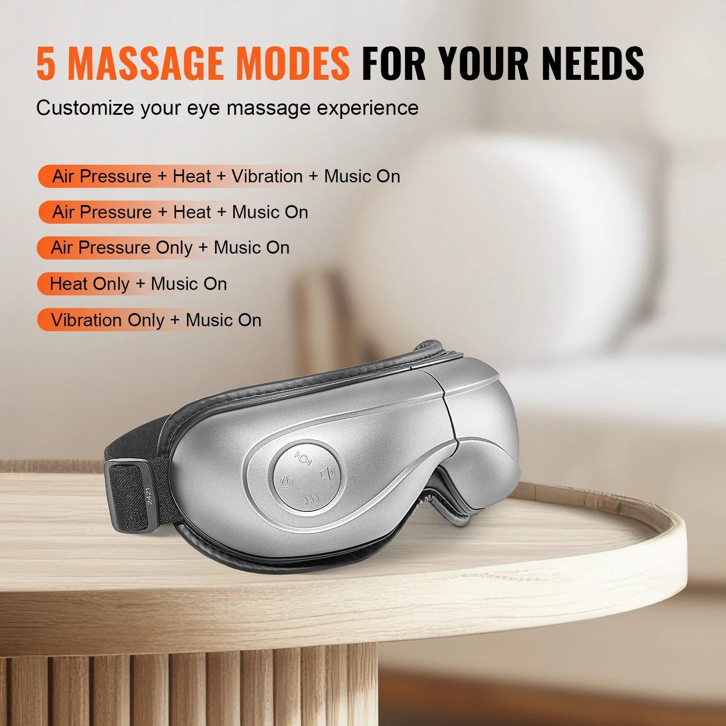 Revitalize Your Eyes with the VEVOR Heated Eye Massager - 5 Modes, Bluetooth Music & 180° Foldable Design
