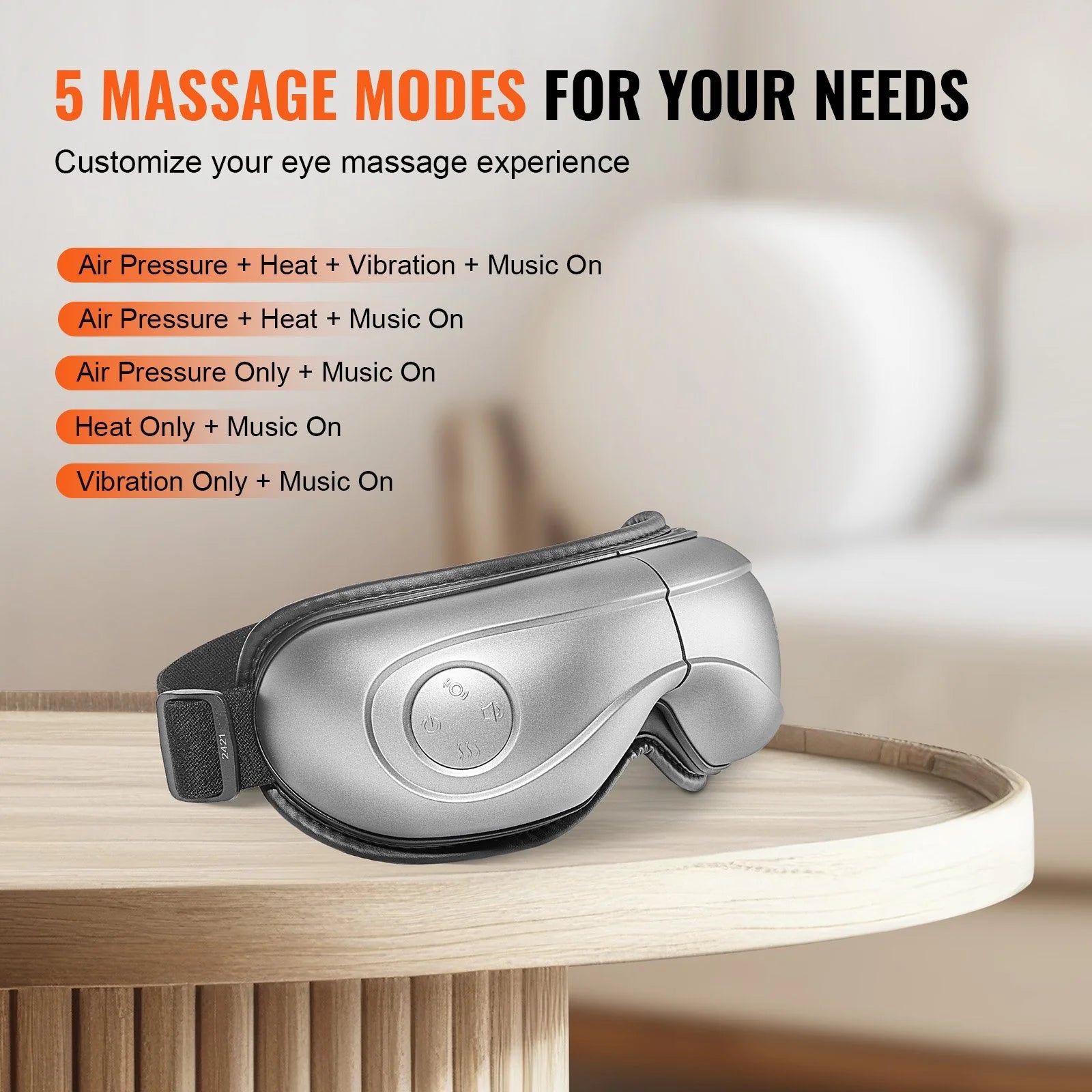 Revitalize Your Eyes with the VEVOR Heated Eye Massager - 5 Modes, Bluetooth Music & 180° Foldable Design