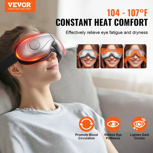 Revitalize Your Eyes with the VEVOR Heated Eye Massager - 5 Modes, Bluetooth Music & 180° Foldable Design