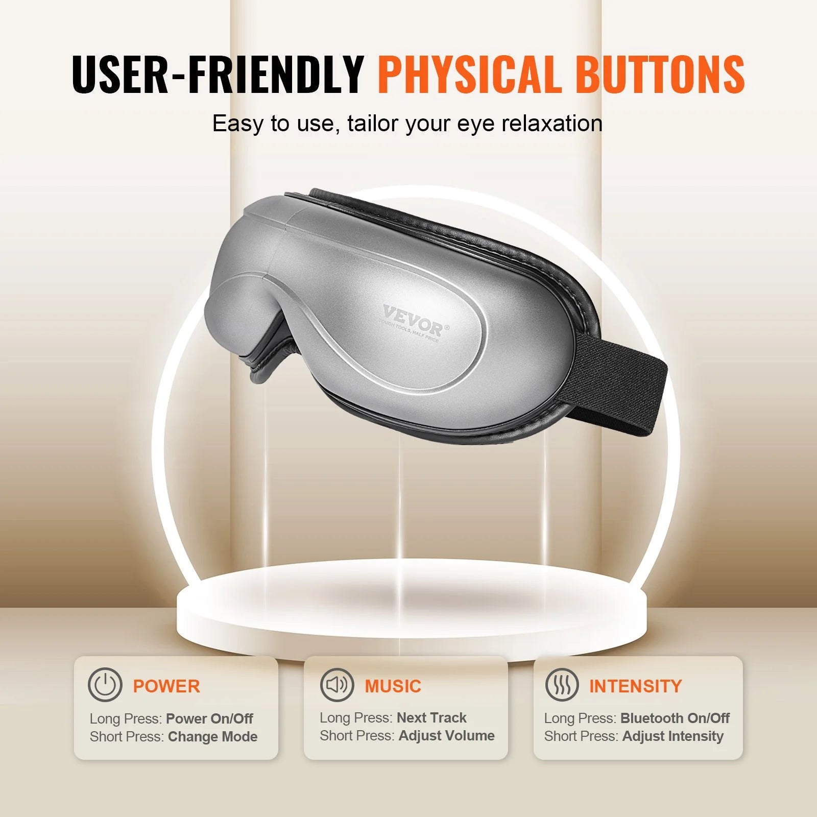 Revitalize Your Eyes with the VEVOR Heated Eye Massager - 5 Modes, Bluetooth Music & 180° Foldable Design